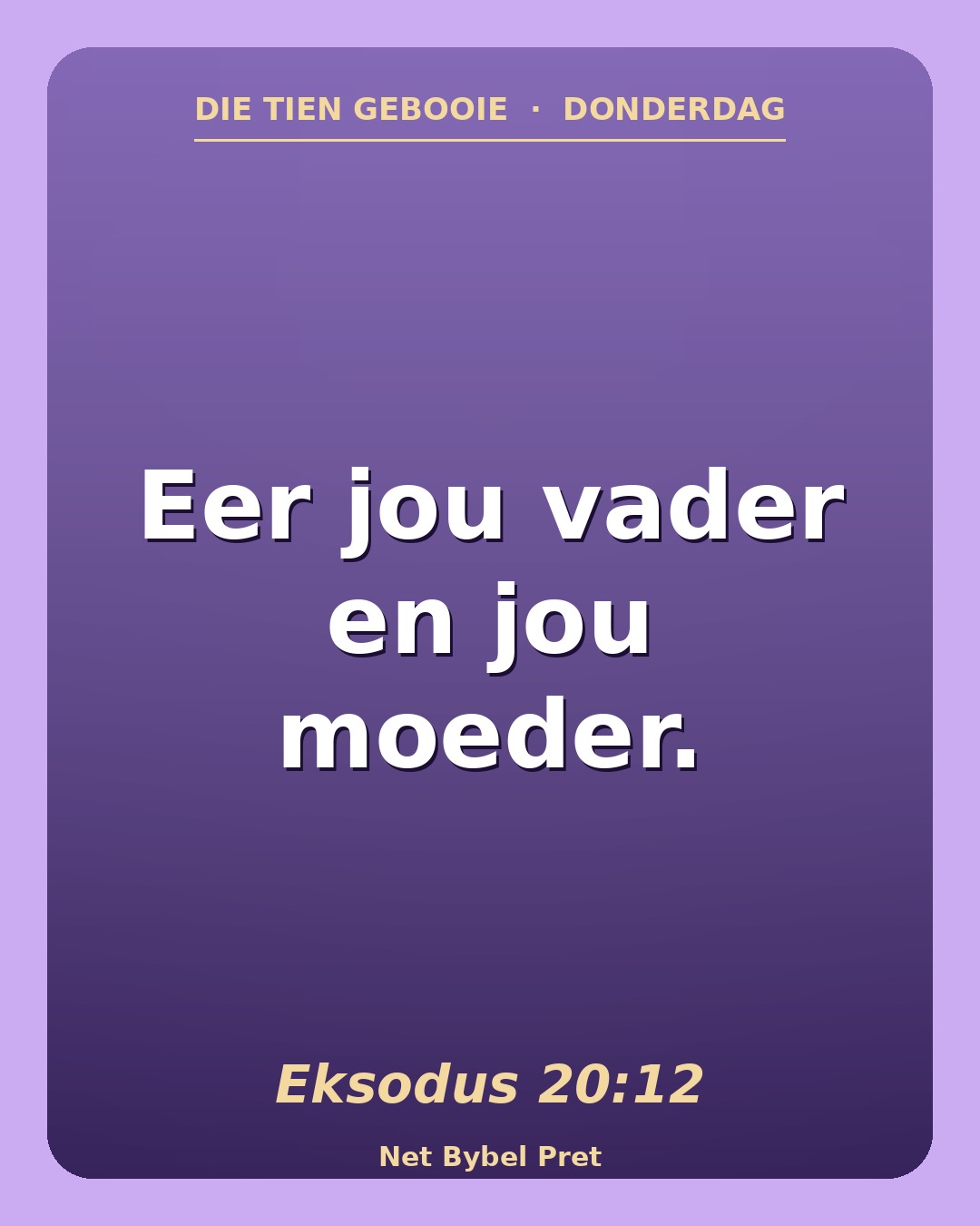 Donderdag — Die Tien Gebooie