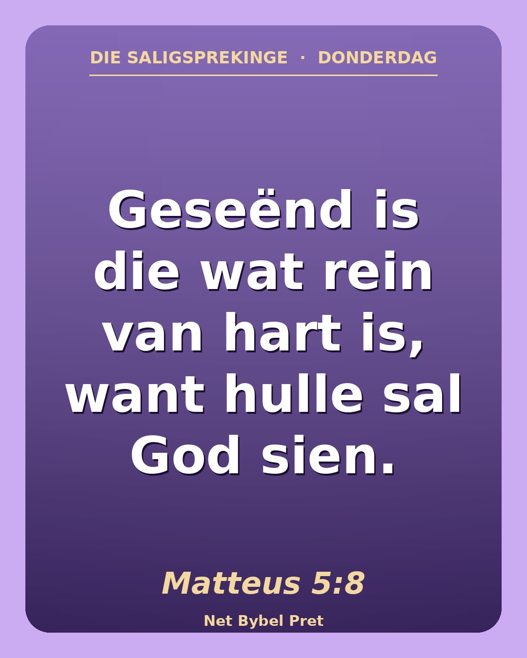Donderdag — Die Saligsprekinge